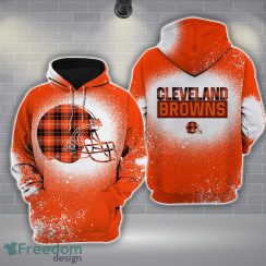 08-Cleveland Browns Plaid Bleached 3D Hoodie All Over Printed For Men And Women