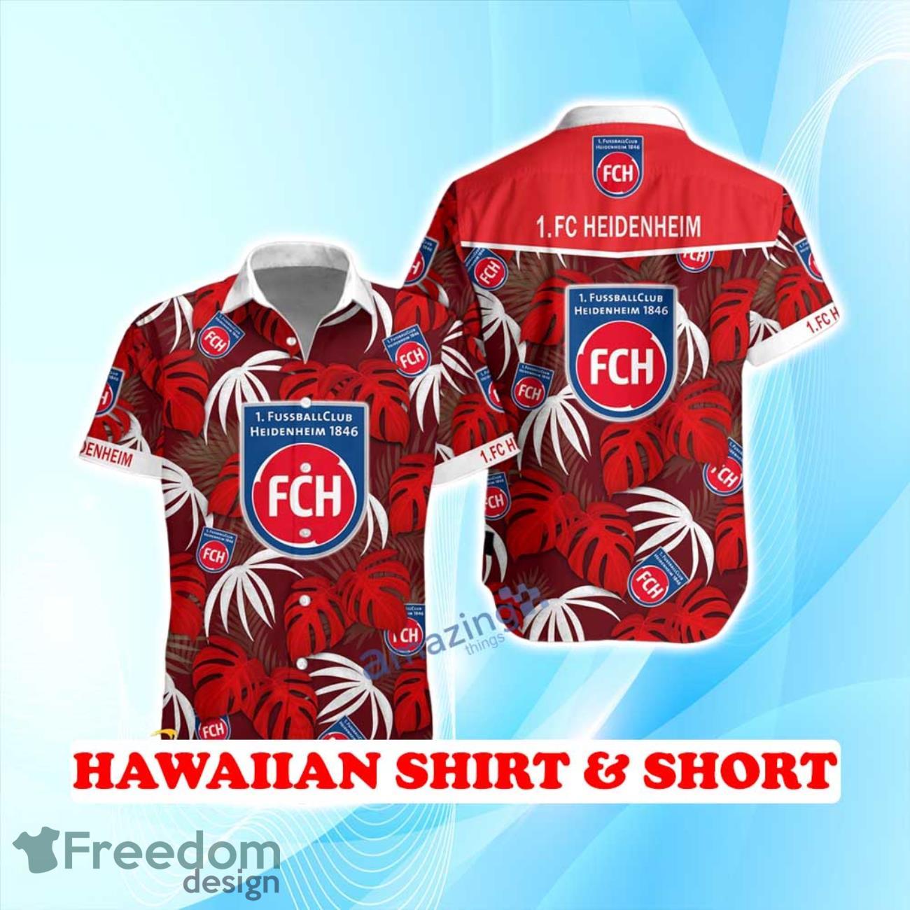 1 FC Heidenheim Hawaiian Shirt & Short Logo Palm Leaves Summer Beach image 1 FC Heidenheim Hawaiian Shirt & Short Logo Palm Leaves Summer Beach Product Photo 1