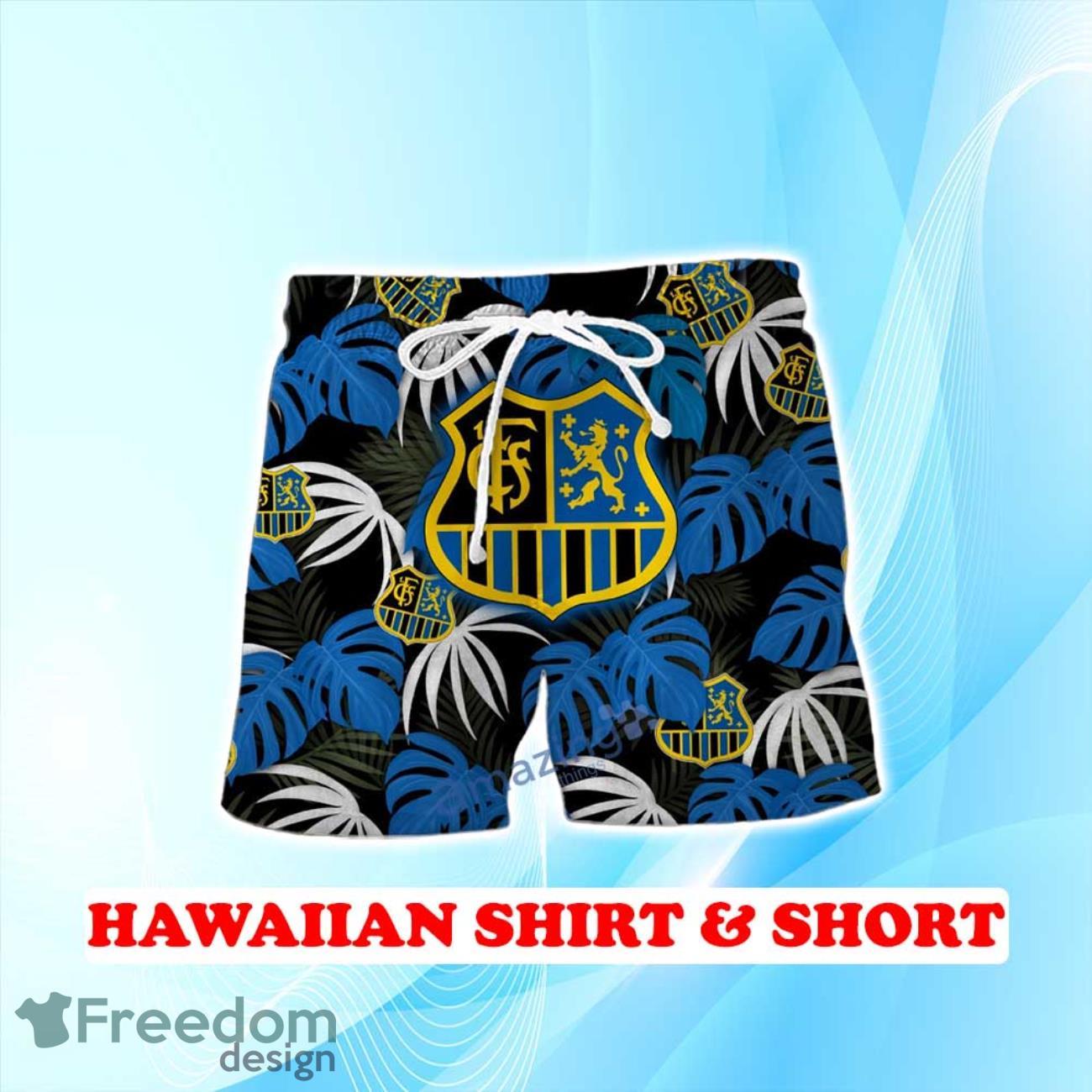 1 FC Saarbrucken Hawaiian Shirt & Short Logo Palm Leaves Summer Beach image 1 FC Saarbrucken Hawaiian Shirt & Short Logo Palm Leaves Summer Beach Product Photo 2
