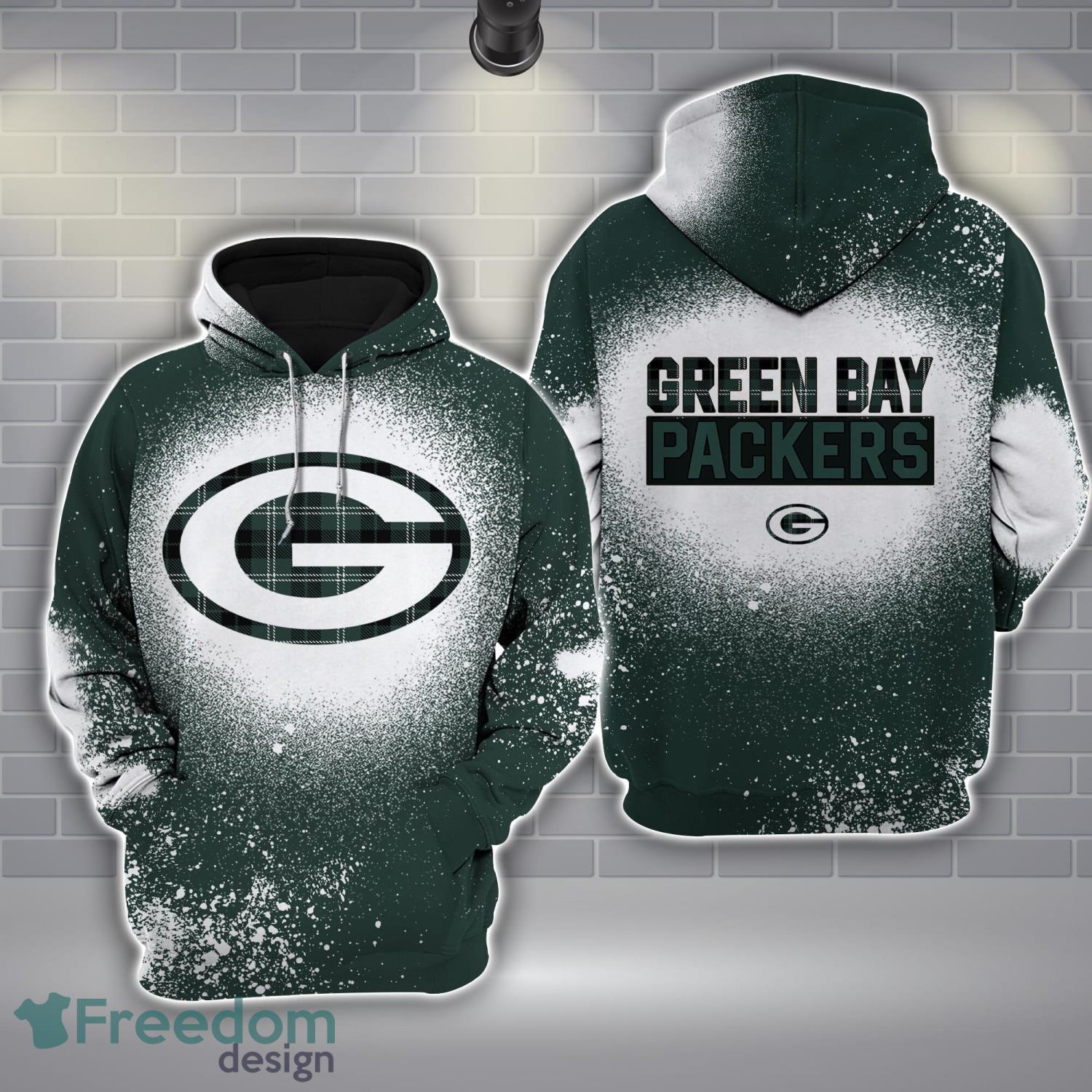 12 Green Bay Packers Plaid Bleached 3D Hoodie All Over Printed For Men And Women image 12-Green Bay Packers Plaid Bleached 3D Hoodie All Over Printed For Men And Women Product Photo 1