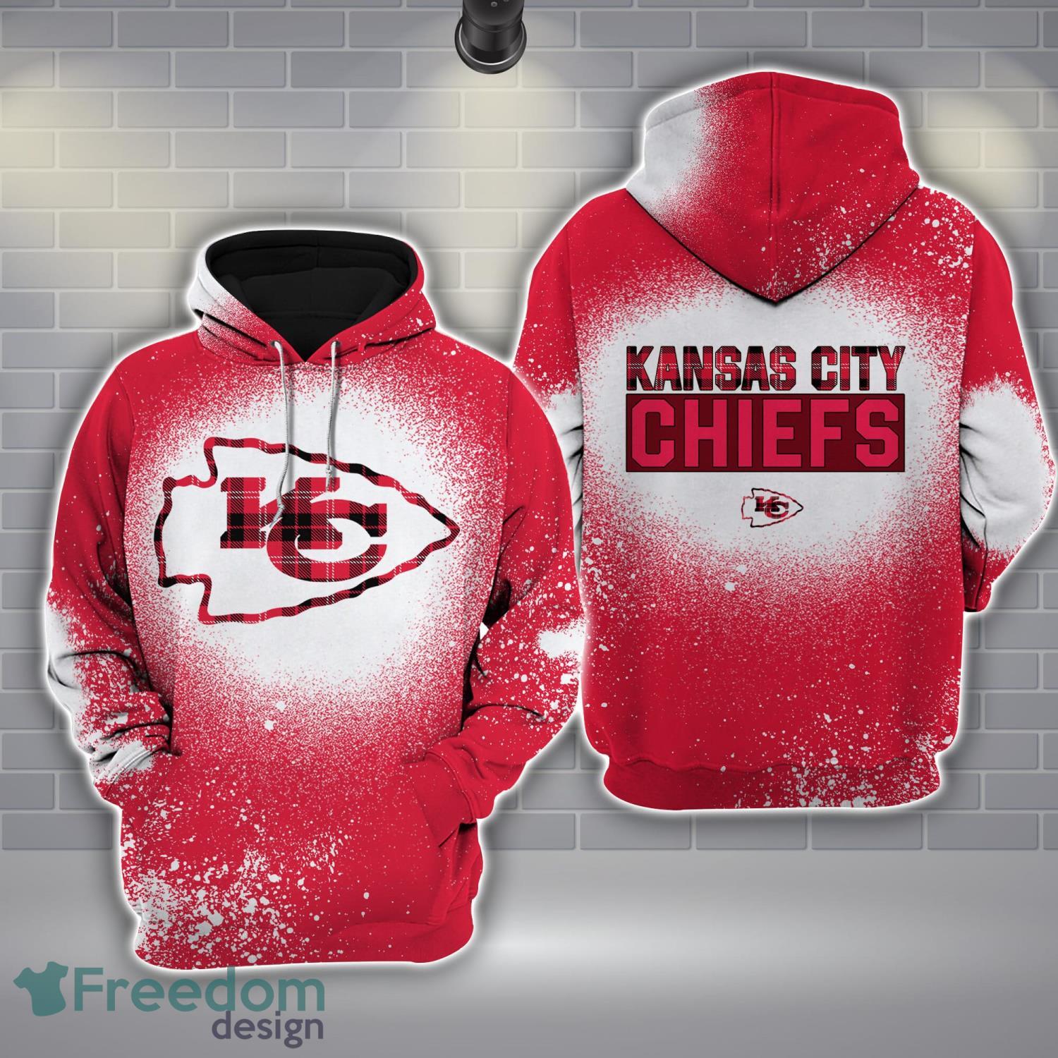 16 Kansas City Chiefs Plaid Bleached 3D Hoodie All Over Printed For Men And Women image 16-Kansas City Chiefs Plaid Bleached 3D Hoodie All Over Printed For Men And Women Product Photo 1