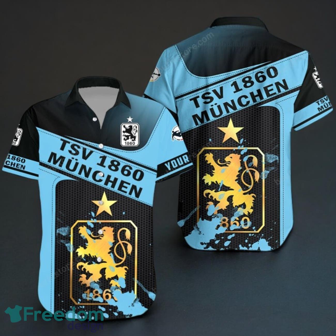 1860 Munich Custom Name Hawaiian Shirt Beach Summer For Fans image 1860 Munich Custom Name Hawaiian Shirt Beach Summer For Fans Product Photo 1