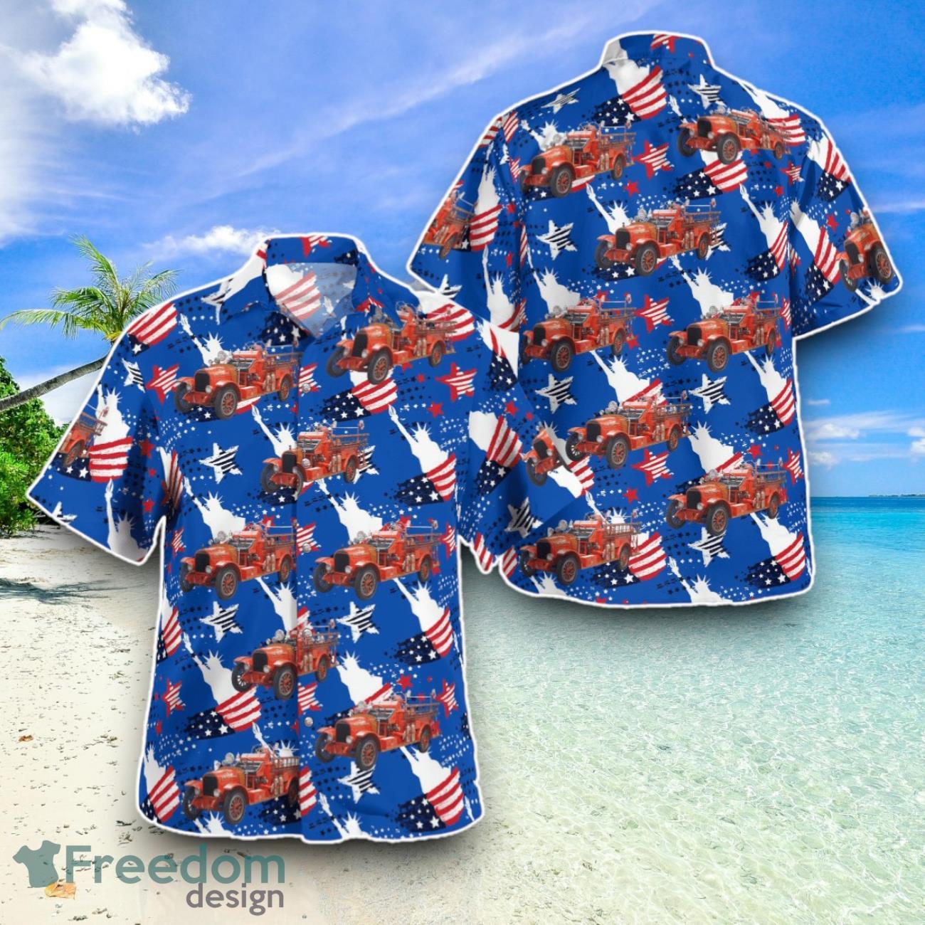 1923 La France Fire Engine, 4th Of July Hawaiian Shirt Special Edition Aloha Shirt image 1923 La France Fire Engine, 4th Of July Hawaiian Shirt Special Edition Aloha Shirt Product Photo 1
