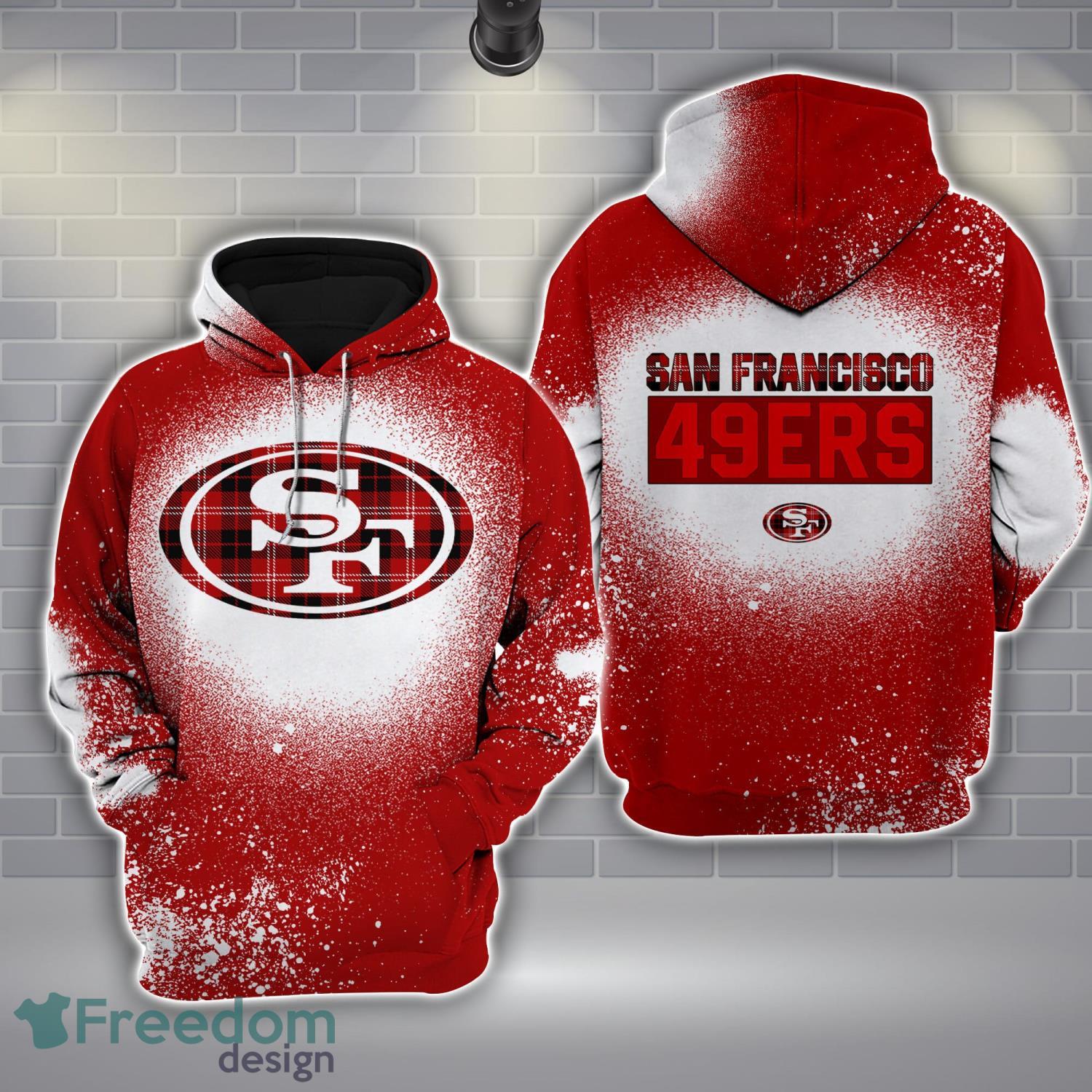 28 San Francisco 49ers Plaid Bleached 3D Hoodie All Over Printed For Men And Women image 28-San Francisco 49ers Plaid Bleached 3D Hoodie All Over Printed For Men And Women Product Photo 1