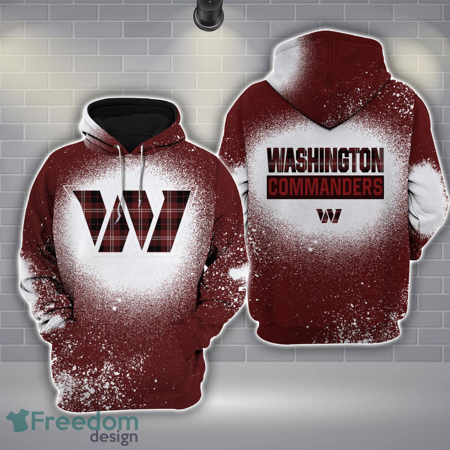 32 Washington Redskins Plaid Bleached 3D Hoodie All Over Printed For Men And Women image 32-Washington Redskins Plaid Bleached 3D Hoodie All Over Printed For Men And Women Product Photo 1