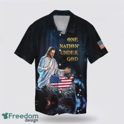 4th Of July Independence Day American Jesus One Nation Under God AOP Hawaiian Shirt Summer Holiday Gift