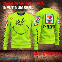 7 Eleven Grinch Face 3D Hoodie, Sweater Green Brand Full Print Custom Number And Name - Brand 7 eleven Grinch Face 3D Sweater