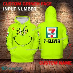 7 Eleven Grinch Face 3D Hoodie, Sweater Green Brand Full Print Custom Number And Name