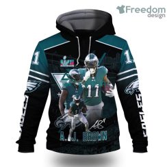 A. J. Brown Philadelphia Eagles NFL Super Bowl 2023  Hoodie 3D All Over Print Keep Warm For Men And Women