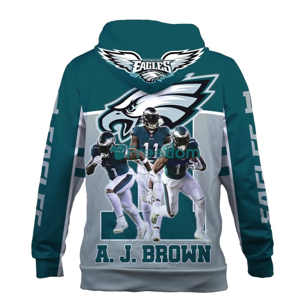A. J. Brown Philadelphia Eagles NFL Super Bowl Lvii Champions 2023 Green Gray Hoodie 3D All Over Print Keep Warm For Men And Women image A. J. Brown Philadelphia Eagles NFL Super Bowl Lvii Champions 2023 Green Gray Hoodie 3D All Over Print Keep Warm For Men And Women Product Photo 2