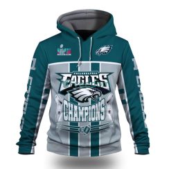 A. J. Brown Philadelphia Eagles NFL Super Bowl Lvii Champions 2023 Green Gray Hoodie 3D All Over Print Keep Warm For Men And Women