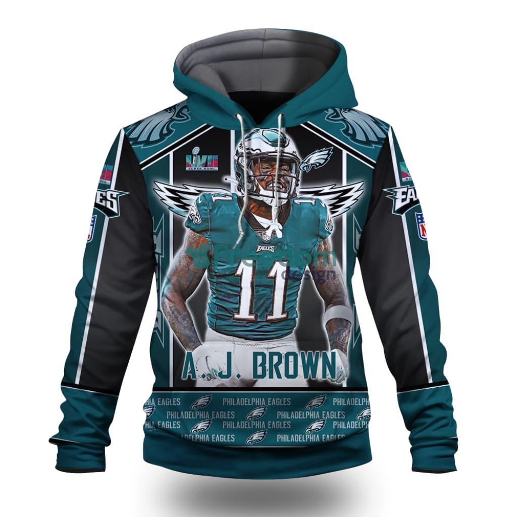 A. J. Brown Philadelphia Eagles Print NFL Super Bowl Champions Hoodie 3D All Over Print Keep Warm For Men And Women image A. J. Brown Philadelphia Eagles Print NFL Super Bowl Champions Hoodie 3D All Over Print Keep Warm For Men And Women Product Photo 1