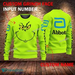 Abbott Grinch Face 3D Hoodie, Sweater Green Brand Full Print Custom Number And Name - Brand abbott Grinch Face 3D Sweater