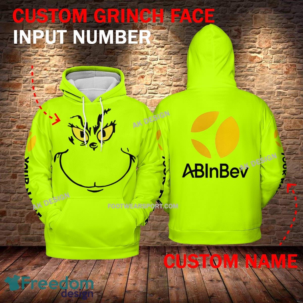 ABinbev Grinch Face 3D Hoodie, Sweater Green Brand Full Print Custom Number And Name image ABinbev Grinch Face 3D Hoodie, Sweater Green Brand Full Print Custom Number And Name - Brand ABinbev Grinch Face 3D Hoodie