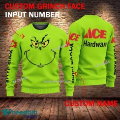 ACE HARDWARE Grinch Face 3D Hoodie, Sweater Green Brand Full Print Custom Number And Name - Brand ACE HARDWARE Grinch Face 3D Sweater