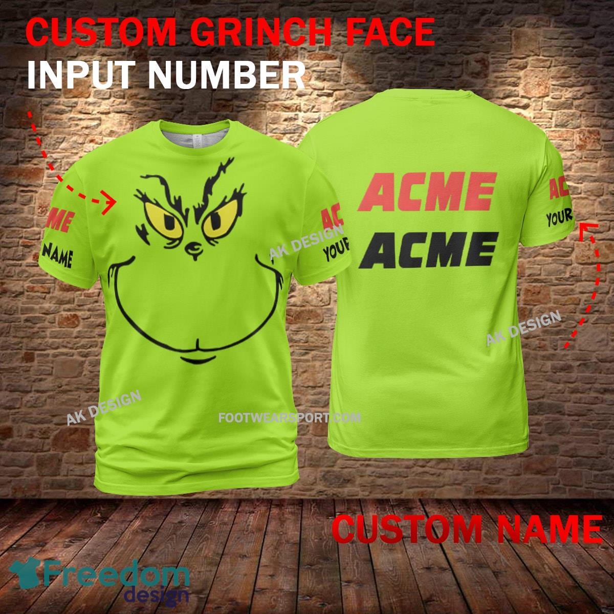 Acme Markets Grinch Face 3D Hoodie, Sweater Green Brand Full Print Custom Number And Name image Acme Markets Grinch Face 3D Hoodie, Sweater Green Brand Full Print Custom Number And Name - Brand acme markets Grinch Face 3D T-Shirt