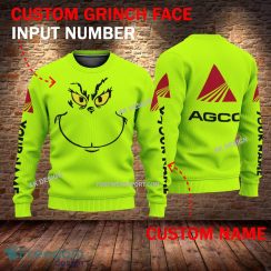AGCO 2 Tractor Grinch Face 3D Hoodie, Zip Hoodie Green AOP Custom Number And Name - AGCO 2 Tractor Grinch Face 3D Sweater