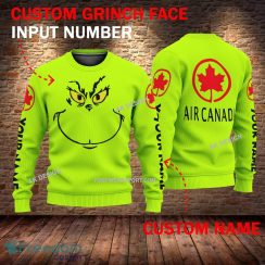 Air Canada Grinch Face 3D Hoodie, Sweater Green Brand Full Print Custom Number And Name - Brand air canada Grinch Face 3D Sweater