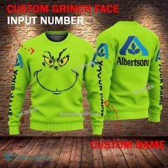 Albertsons Grinch Face 3D Hoodie, Sweater Green Brand Full Print Custom Number And Name - Brand albertsons Grinch Face 3D Sweater