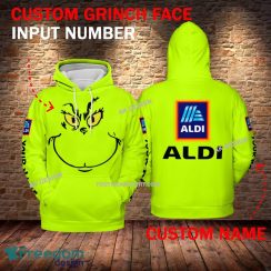 Aldi Grinch Face 3D Hoodie, Sweater Green Brand Full Print Custom Number And Name Aldi Grinch Face 3D Hoodie, Sweater Green Brand Full Print Custom Number And Name