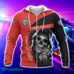 Alfa Romeo Red All Over Printed Skull T-Shirt Sweatshirt Hoodie Bomber Jacket For Car Lover Product Photo 2