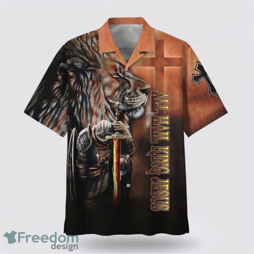 All Hail King Jesus And Lion AOP Hawaiian Shirt Summer Holiday Gift Product Photo 1