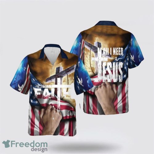 All I Need Is Jesus American Flag Cross 3D Printing Summer Beach Shirt Hawaiian Shirts Product Photo 1