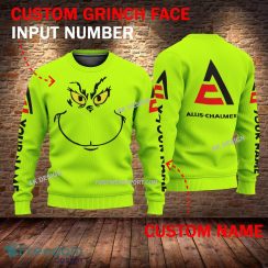Allis Chalmers Tractor Grinch Face 3D Hoodie, Zip Hoodie Green AOP Custom Number And Name - Allis Chalmers Tractor Grinch Face 3D Sweater