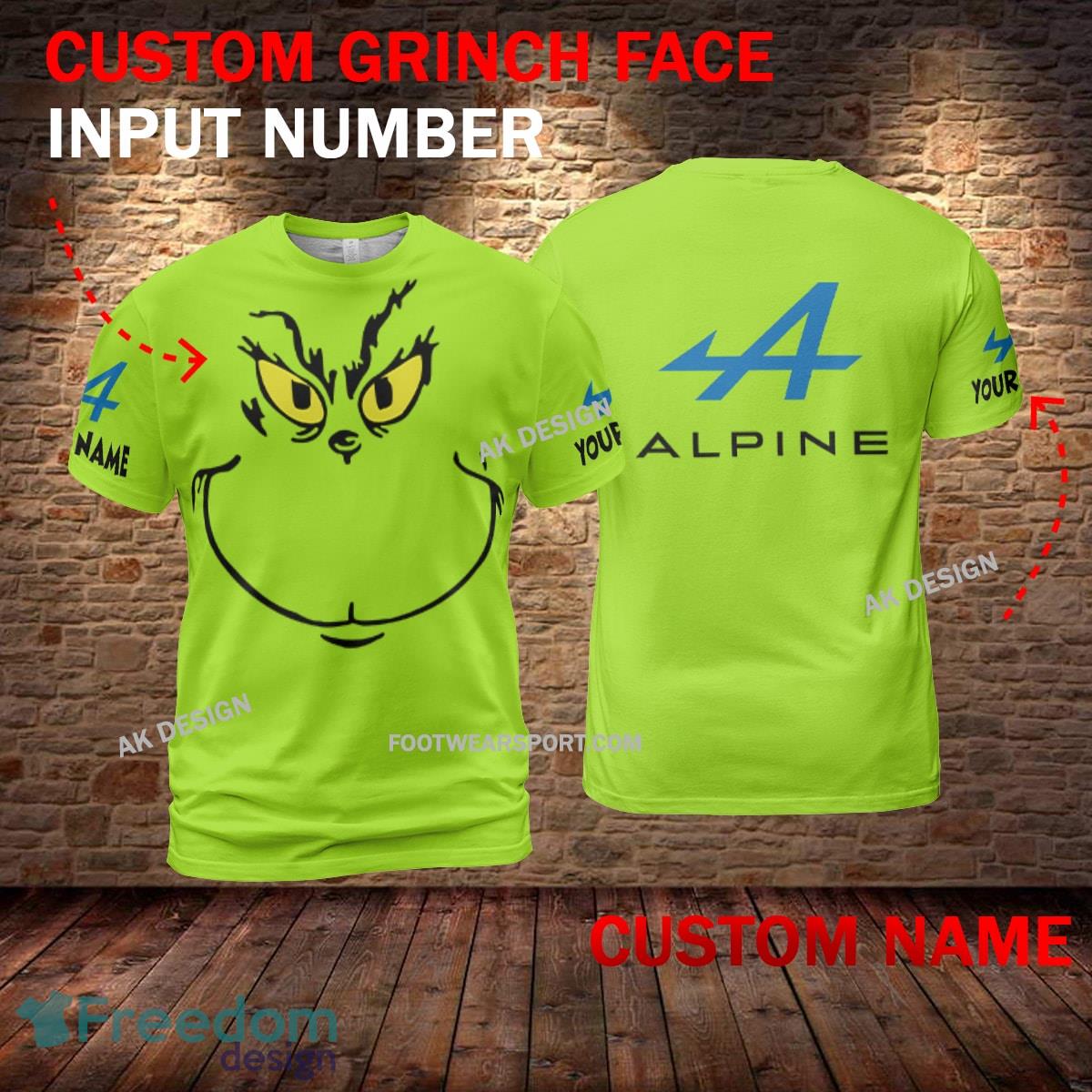 Alpine Car Racing Grinch Face 3D Hoodie, Zip Hoodie Green AOP Custom Number And Name image Alpine Car Racing Grinch Face 3D Hoodie, Zip Hoodie Green AOP Custom Number And Name - Alpine Car Racing Grinch Face 3D T-Shirt