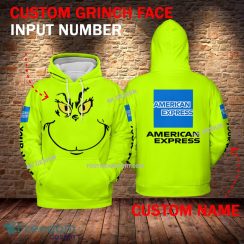 American Express Grinch Face 3D Hoodie, Sweater Green Brand Full Print Custom Number And Name