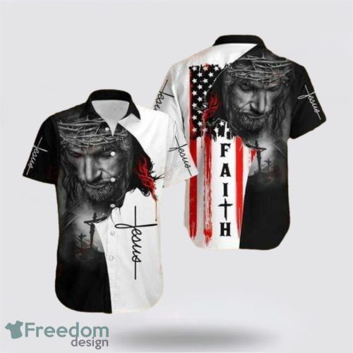 American Flags God Jesus Christian Cross Faith Gift Easter Day AOP Hawaiian Shirt Summer Holiday Gift Product Photo 1