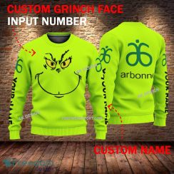 Arbonne Grinch Face 3D Hoodie, Sweater Green Brand Full Print Custom Number And Name - Brand arbonne Grinch Face 3D Sweater