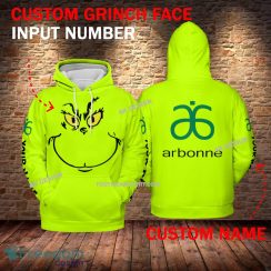 Arbonne Grinch Face 3D Hoodie, Sweater Green Brand Full Print Custom Number And Name Arbonne Grinch Face 3D Hoodie, Sweater Green Brand Full Print Custom Number And Name