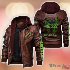 Arctic Cat 2D Leather Jacket Black Brown Corlor Printing Gift For Men Product Photo 2