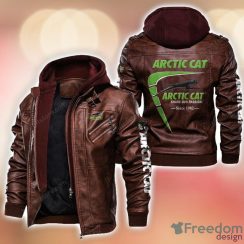 Arctic Cat 2D Leather Jacket Black Brown Corlor Printing Gift For Men Car lover Gift Product Photo 2
