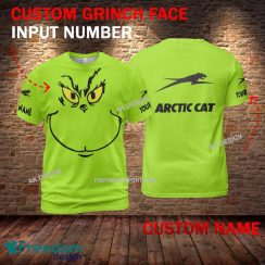 Arctic Cat Car Racing Grinch Face 3D Hoodie, Zip Hoodie Green AOP Custom Number And Name - Arctic Cat Car Racing Grinch Face 3D T-Shirt