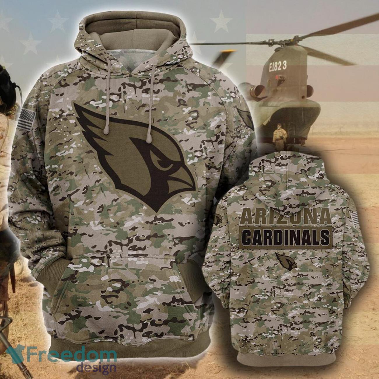 Arizona CardinalsCamo Military Pattern 3D Hoodie For Fans image Arizona CardinalsCamo Military Pattern 3D Hoodie For Fans Product Photo 1