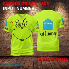 At Home Grinch Face 3D Hoodie, Sweater Green Brand Full Print Custom Number And Name - Brand at home Grinch Face 3D T-Shirt