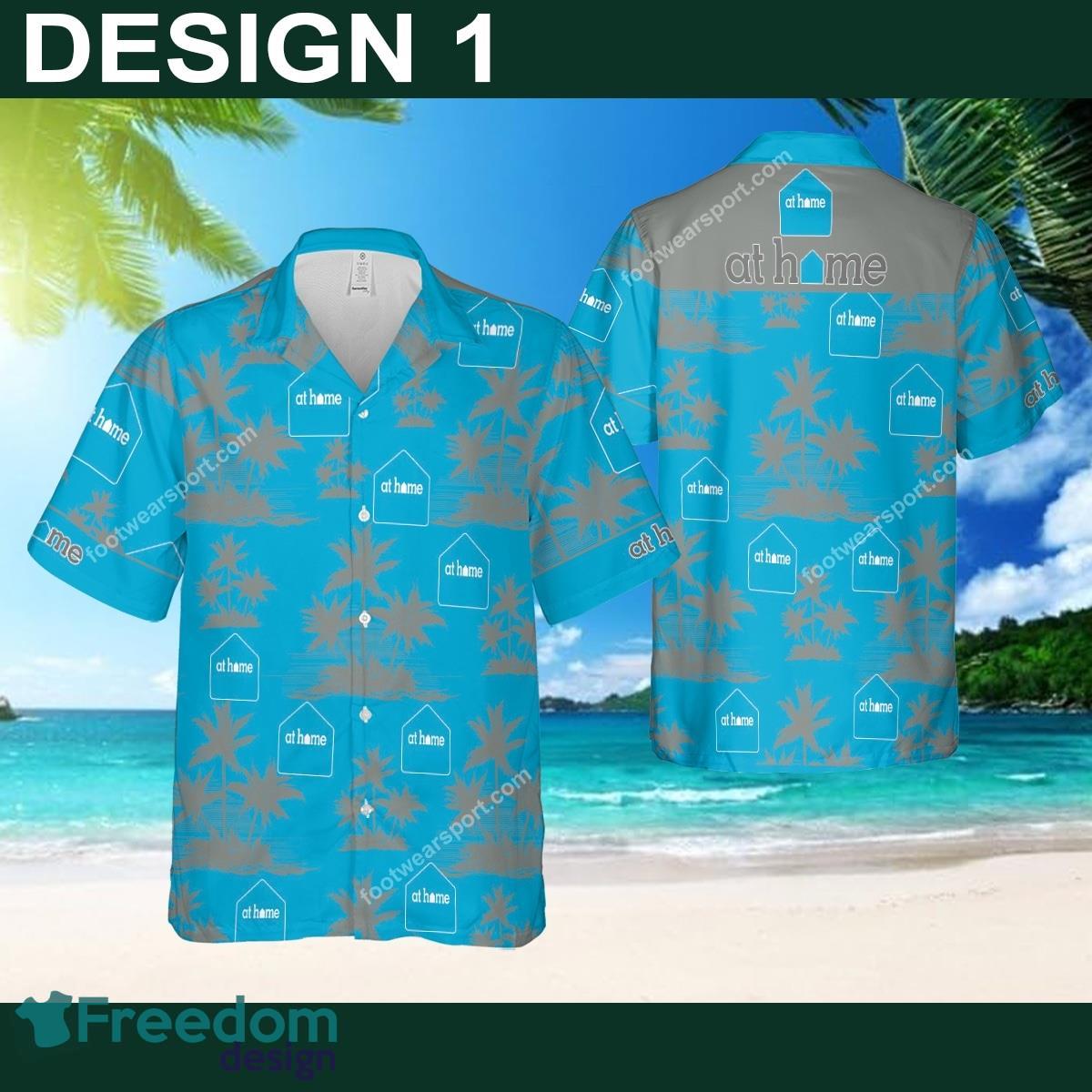 At Home Ocean New AOP Hawaiian Shirt Coconut Tree Pattern Men And Women Gift image At Home Ocean New AOP Hawaiian Shirt Coconut Tree Pattern Men And Women Gift - Brand Style 1 At Home Hawaiian Shirt Coconut Tree Pattern