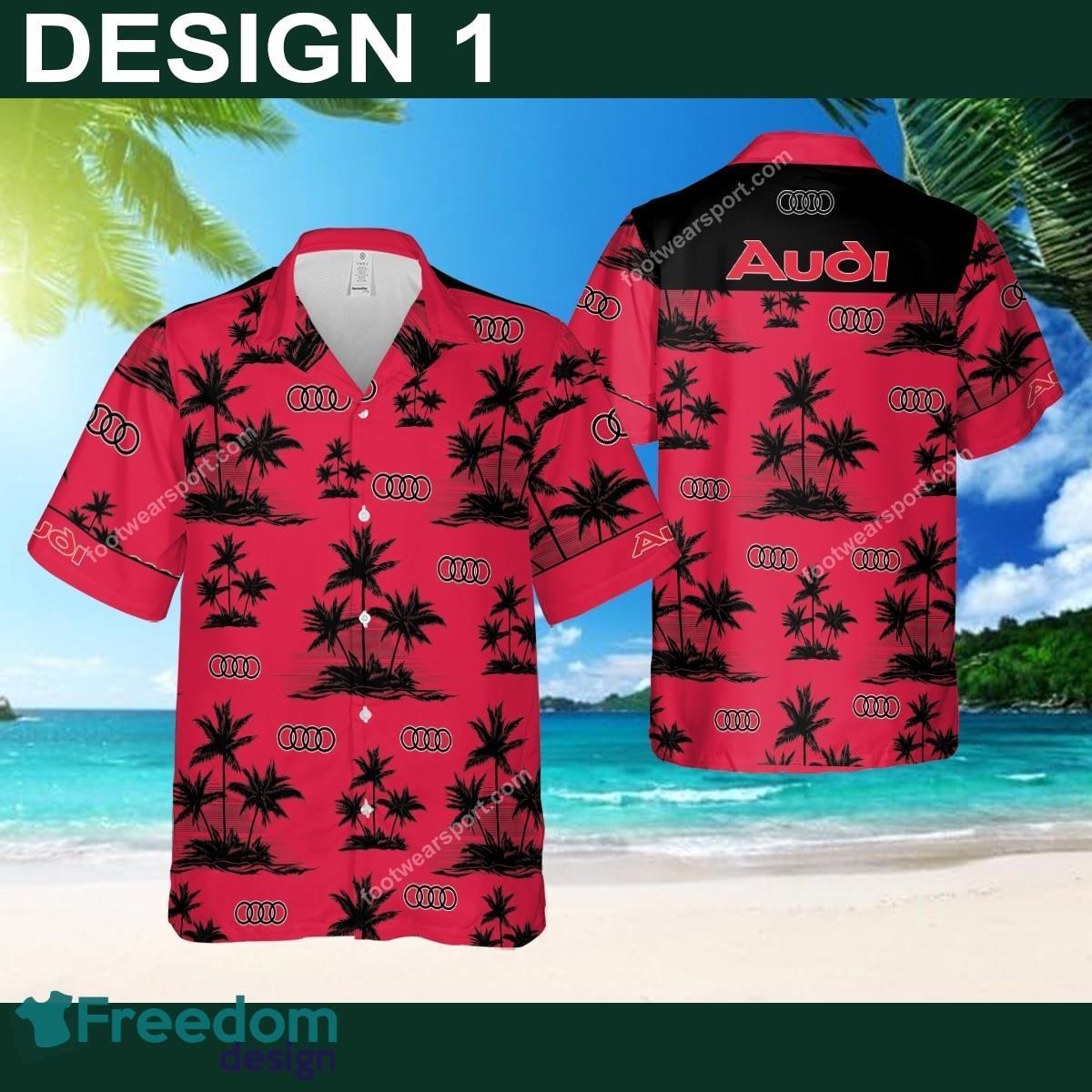 Audi Racing Tropic New Beach Hawaiian Shirt Coconut Tree Pattern For Men And Women image Audi Racing Tropic New Beach Hawaiian Shirt Coconut Tree Pattern For Men And Women - Car Style 1 Audi Car Racing Hawaiian Shirt Coconut Tree Pattern