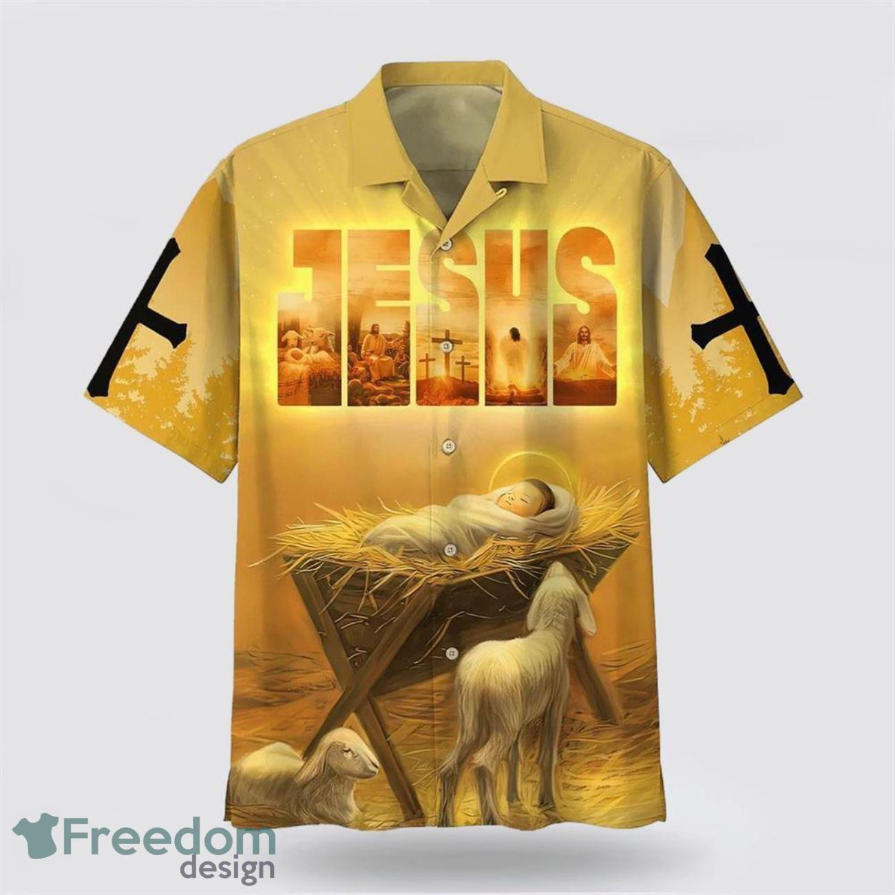 Baby Jesus In A Manger 3D Printing Summer Beach Shirt Hawaiian Shirts image Baby Jesus In A Manger 3D Printing Summer Beach Shirt Hawaiian Shirts Product Photo 1