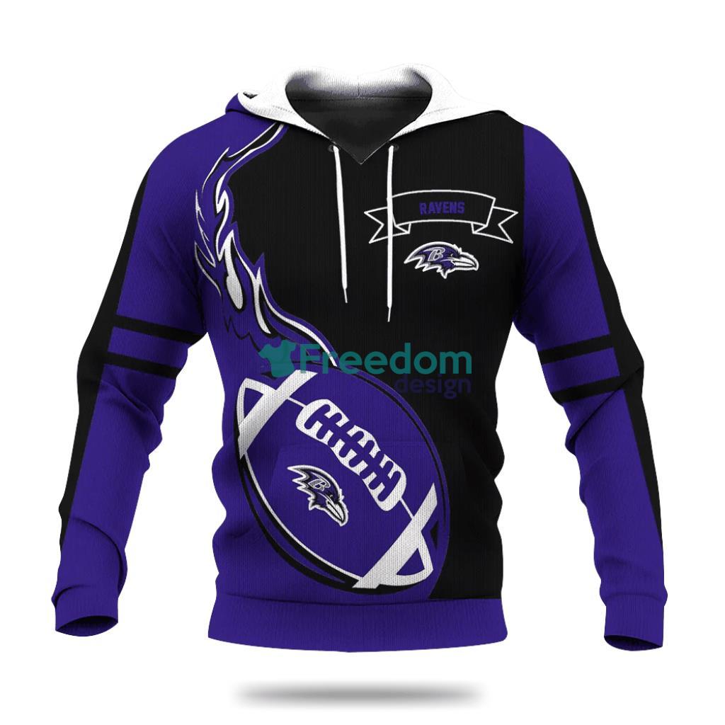 Baltimore Ravens Flame Ball NFL Hoodie 3D All Over Print Keep Warm For Men And Women Product Photo 1