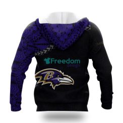 Baltimore Ravens Grunge Polynesian Tattoo NFL Hoodie 3D All Over Print Keep Warm For Men And Women Product Photo 2