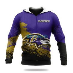 Baltimore Ravens Grunge Style Hot Trending NFL Hoodie 3D All Over Print Keep Warm For Men And Women Product Photo 1