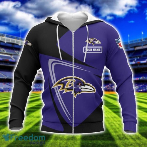 Baltimore Ravens Team 3D T-Shirt Sweatshirt Hoodie Bomber Custom Name Sport Gift For Men And Women Product Photo 2