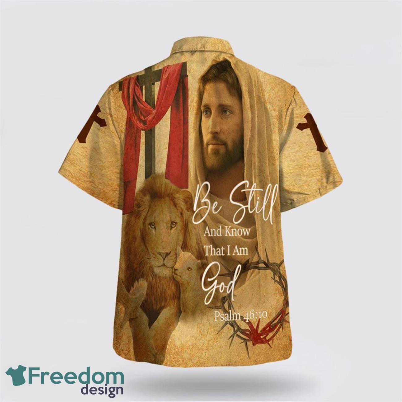 Be Still And Know That I Am God Jesus Christ And Lion 3D Printing Summer Beach Shirt Hawaiian Shirts image Be Still And Know That I Am God Jesus Christ And Lion 3D Printing Summer Beach Shirt Hawaiian Shirts Product Photo 2