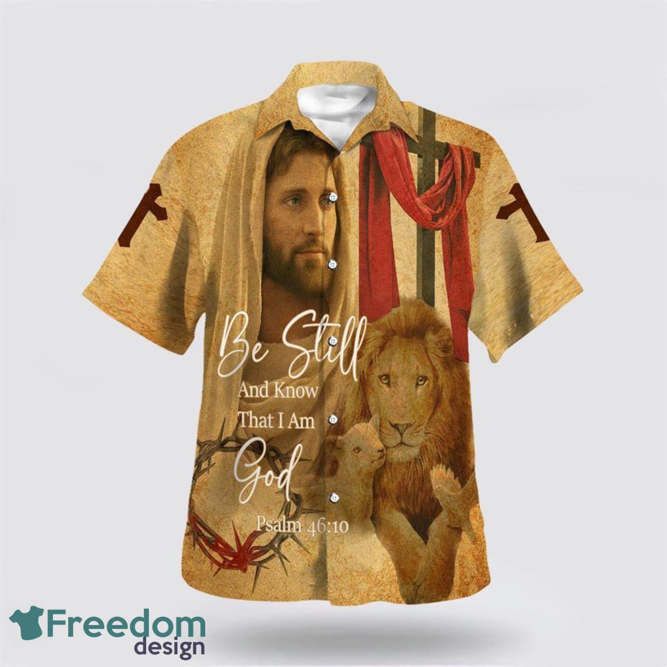 Be Still And Know That I Am God Jesus Christ And Lion 3D Printing Summer Beach Shirt Hawaiian Shirts image Be Still And Know That I Am God Jesus Christ And Lion 3D Printing Summer Beach Shirt Hawaiian Shirts Product Photo 1