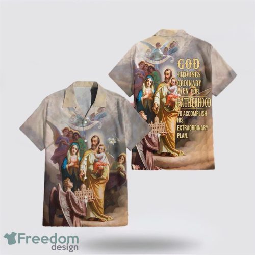 Christian Artwork Shirt God Chooses Ordinary Fatherhood Jesus God Inspirational AOP Hawaiian Shirt Summer Holiday Gift