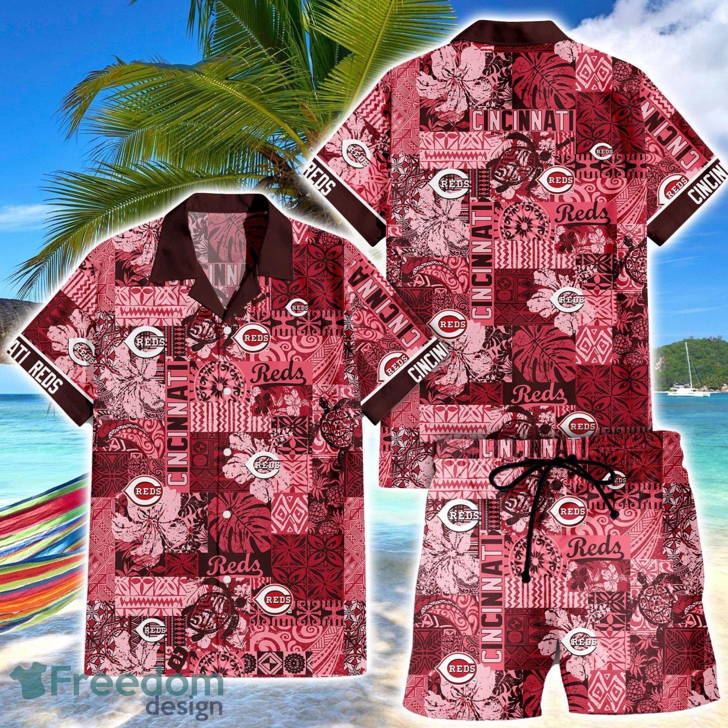 Cincinnati Reds Hawaiian And Shorts Sets MLB Team Product Photo 1