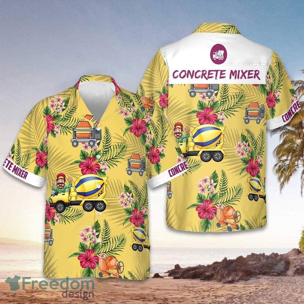 Concrete Mixer Hawaiian Shirt Button Up Vacation Shirts Construction Workers Gifts - Concrete Mixer Hawaiian Shirt Button Up Vacation Shirts Construction Workers Gifts